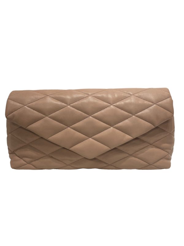 SAINT LAURENT Clutch Bag Leather BEG  Hot on Sale