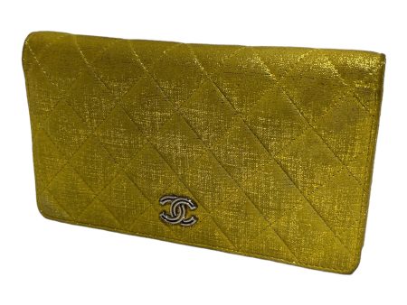 CHANEL Long Wallet Leather YEL glitter on Sale