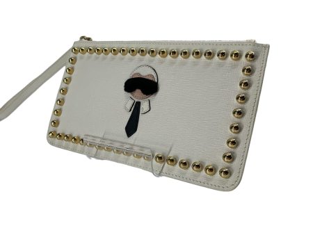 FENDI Clutch Bag OS Leather WHT GOLD STUD KARL PATCH CLUTCH Online