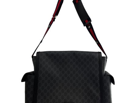 GUCCI Cross Body Bag Monogram Leather BLK GG SUPREME DIAPER BAG For Discount