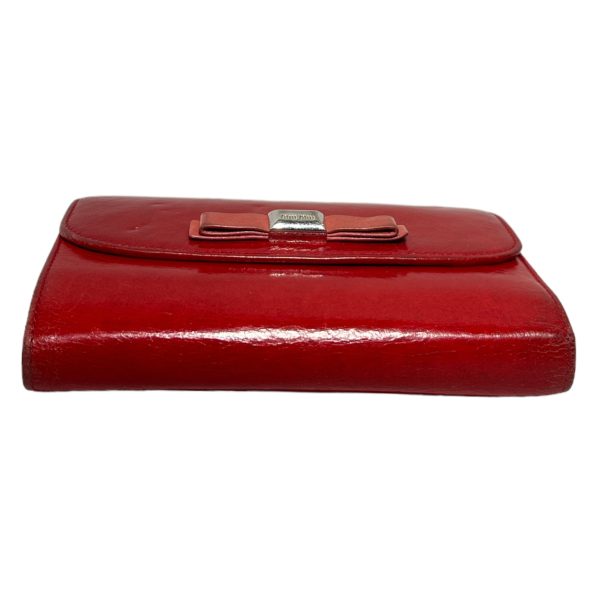 MIU MIU Trifold Wallet Leather RED LONG RIBBON TRIFOLD Discount