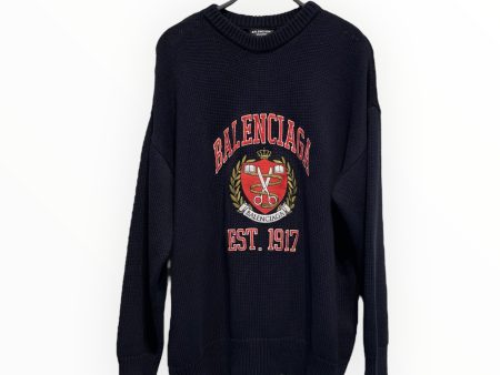 BALENCIAGA Sweatshirt M Cotton NVY COLLEGE SWEATER Sale