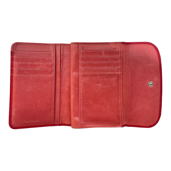 MIU MIU Trifold Wallet Leather RED LONG RIBBON TRIFOLD Discount