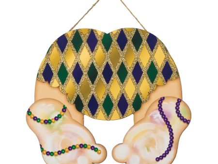 10  Wooden Baby Bottom Sign: Glitter Harlequin Mardi Gras Hot on Sale