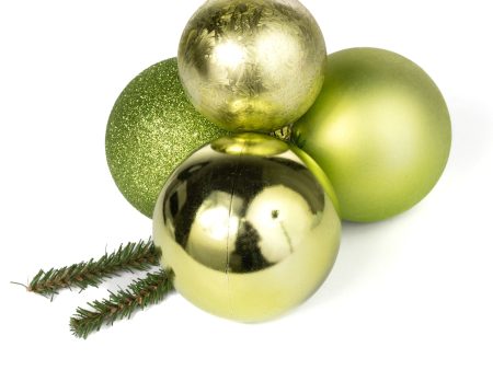 80-100mm Ball Ornament Cluster Ties: Metallic & Glitter Lime Green Cheap