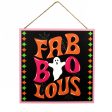 10  Square Wooden Sign: Fab-boo-lous Ghost Pink Boo Sign For Cheap