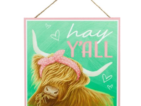 10  Wooden Sign: Hay Y all Highland Cow Online Hot Sale