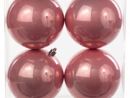 100MM Seamless Plastic Ball Ornament: Pearl Pink (Set of 4) Online now