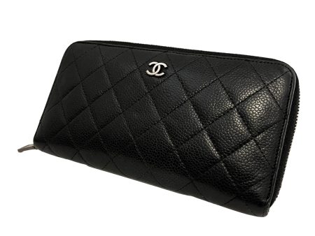 CHANEL Long Wallet Leather BLK Caviar wallet For Cheap