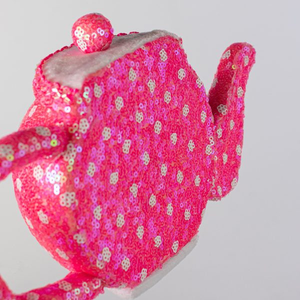 10  Sequin Polkadot Tea Pot: Iridescent Pink For Discount