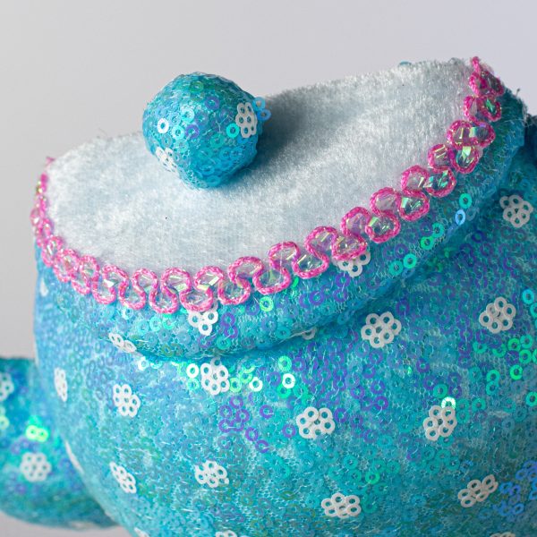 10  Sequin Polkadot Tea Pot: Iridescent Blue Online Sale