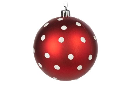 100MM Polka Dot Polka Dot Ornament: Matte Red & White on Sale