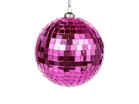 100mm Mirror Disco Ball Ornament: Pink Hot on Sale