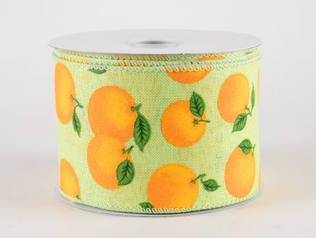 2.5  Linen Oranges Ribbon: Lime Green (10 Yards) For Cheap