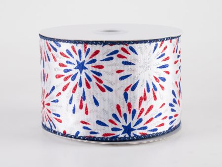 2.5  Glitter Fireworks Ribbon: White (10 Yards) Fashion