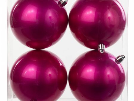 100MM Plastic Ball Ornament: Candy Apple Fuchsia (Set of 4) Sale