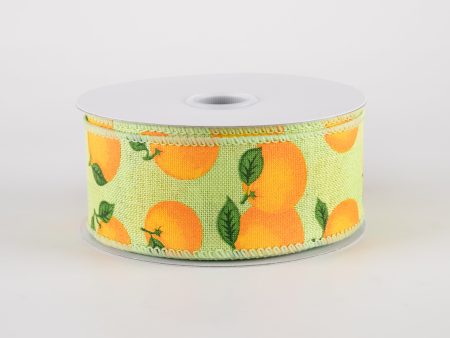 1.5  Linen Oranges Ribbon: Lime Green (10 Yards) Cheap