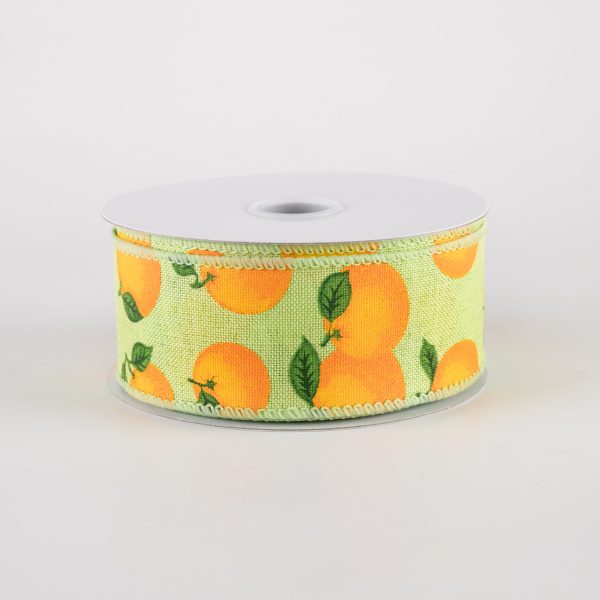 1.5  Linen Oranges Ribbon: Lime Green (10 Yards) Cheap