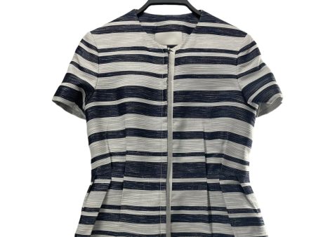 3.1 phillip lim SS Blouse 2 Stripe Cotton WHT NAVY STRIPES   ZIP FRONT For Cheap