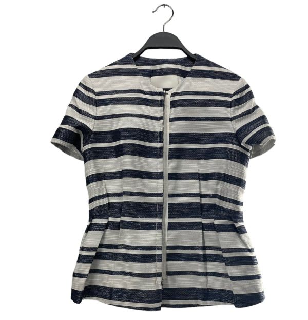 3.1 phillip lim SS Blouse 2 Stripe Cotton WHT NAVY STRIPES   ZIP FRONT For Cheap