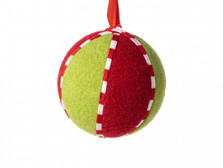 4  Felt Striped Ornament: Red & Green For Cheap