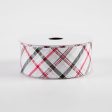 1.5  Diagonal Plaid Ribbon: White, Silver, Black, Red (10 Yards) Online now