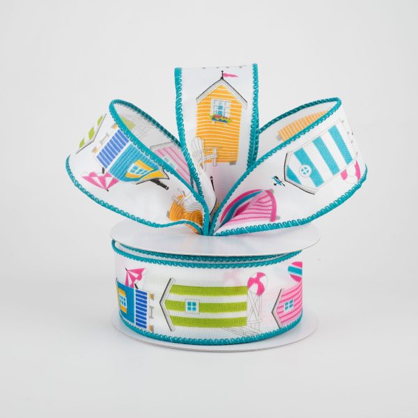 1.5  Beach House Ribbon: Pink, Yellow, Teal (10 Yards) on Sale