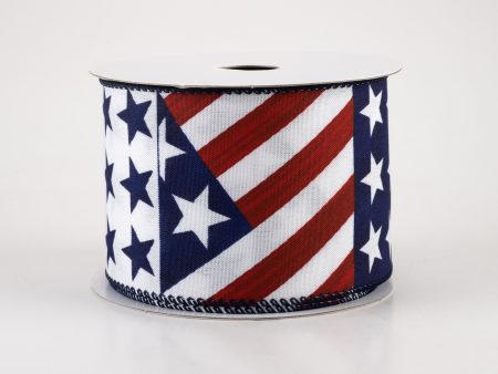 2.5  Painted Stars & Stripes Ribbon (10 Yards) Fashion