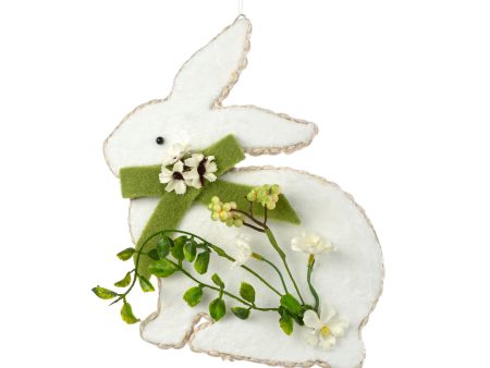 10  White Bunny with Moss Felt Bow Ornament Online