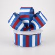 1.5  Horizontal Stripes Satin Ribbon: Red & White on Blue (10 Yards) Online