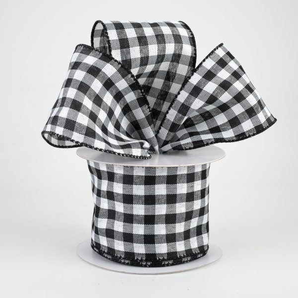 2.5  Woven Buffalo Plaid Ribbon: Black & White (10 Yards) Hot on Sale