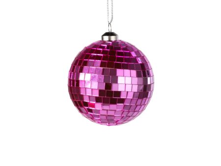 80mm Mirror Disco Ball Ornament: Pink Cheap