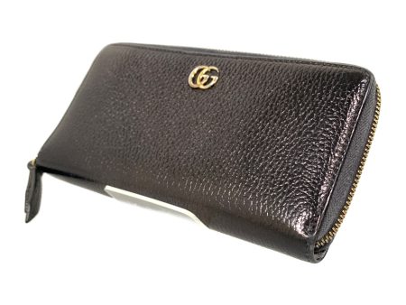 #GUCCI Long Wallet BLK Leather Plain Online