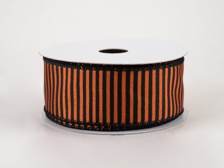 1.5  Satin Horizontal Thin Stripes Ribbon: Orange & Black (10 Yards) Online Hot Sale