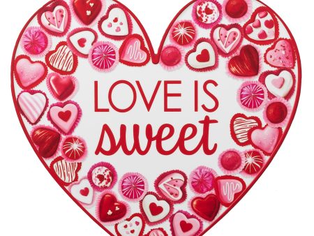 12  Wooden Heart Sign: Love is Sweet Candy Sale