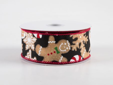 1.5  Gingerbread Cookies Candy Cane Ribbon: Black (10 Yards) Online Hot Sale