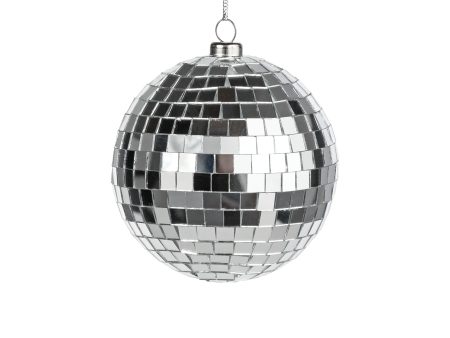 100mm Mirror Disco Ball Ornament: Silver Hot on Sale