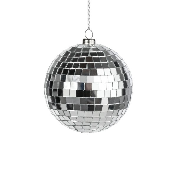 100mm Mirror Disco Ball Ornament: Silver Hot on Sale