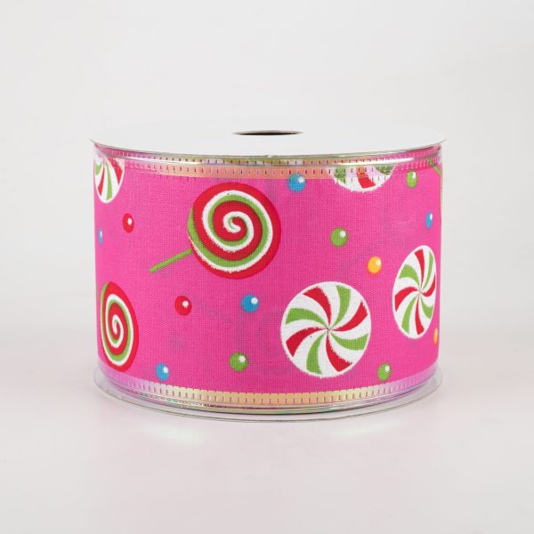 2.5  Whimsy Candy Iridescent Edge Ribbon: Pink (10 Yards) For Cheap