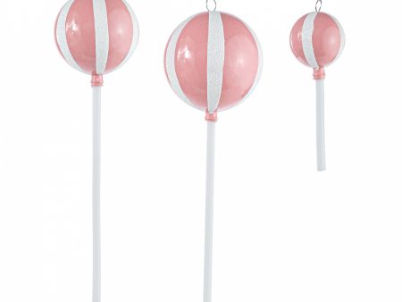 Lollipop Ornaments: Pink & White (Set of 3) Discount