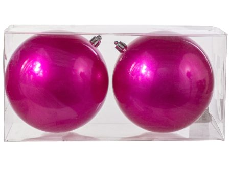 120MM Plastic Ball Ornaments: Candy Apple Fuchsia Pink (Set of 2) For Cheap