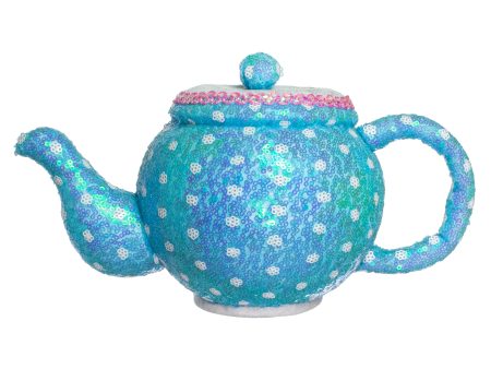 10  Sequin Polkadot Tea Pot: Iridescent Blue Online Sale