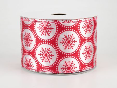 2.5  Glitter Snowflake Dots Ribbon: Red (10 Yards) Online now