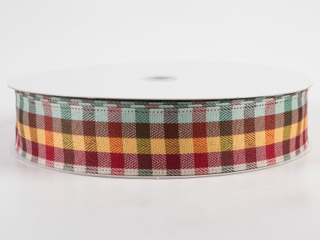 1.5  Chevron Check Plaid Ribbon: Teal Fall (50 Yards) Fashion