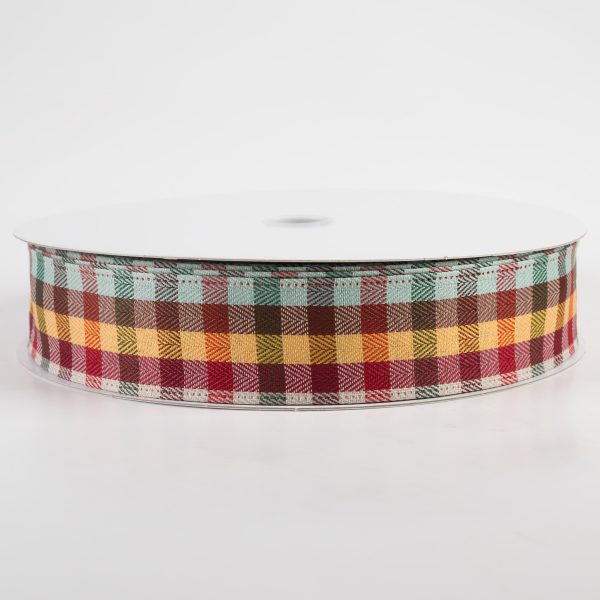 1.5  Chevron Check Plaid Ribbon: Teal Fall (50 Yards) Fashion