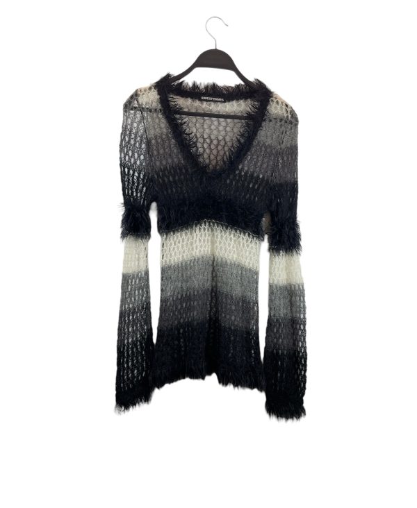 5351 POUR LES FEMMES Sweater OS Stripe Mohair BLK 3470040002 Online