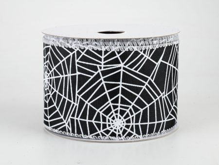 2.5  Spider Web Satin Ribbon: Black (10 Yards) Online now