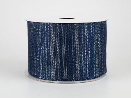 2.5  Elegant Metallic Weave Ribbon: Navy & Gold (10 Yards) Supply