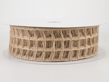 2.5  Open Weave Window Pane Burlap Ribbon: Natural (50 Yards) For Discount