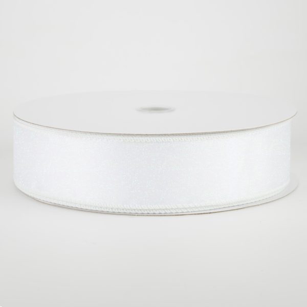 1.5  Iridescent Glitter Misted Satin Ribbon: White (50 Yards) Sale